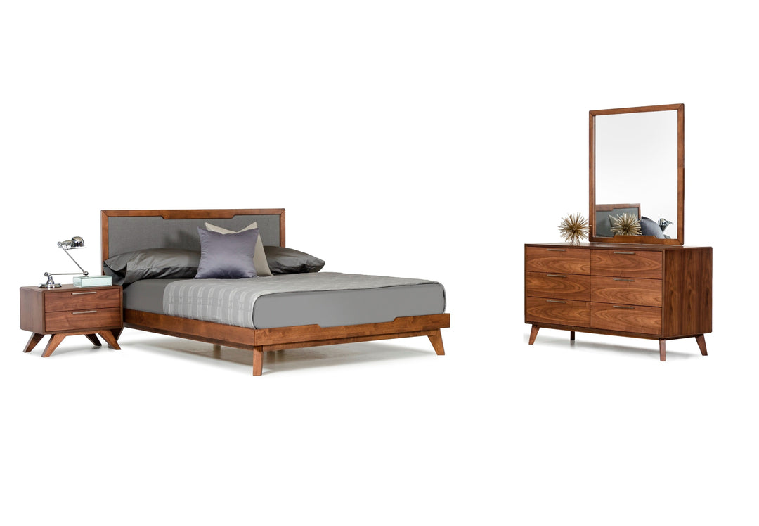 Soria Mid-Century Grey & Walnut Bedroom Set