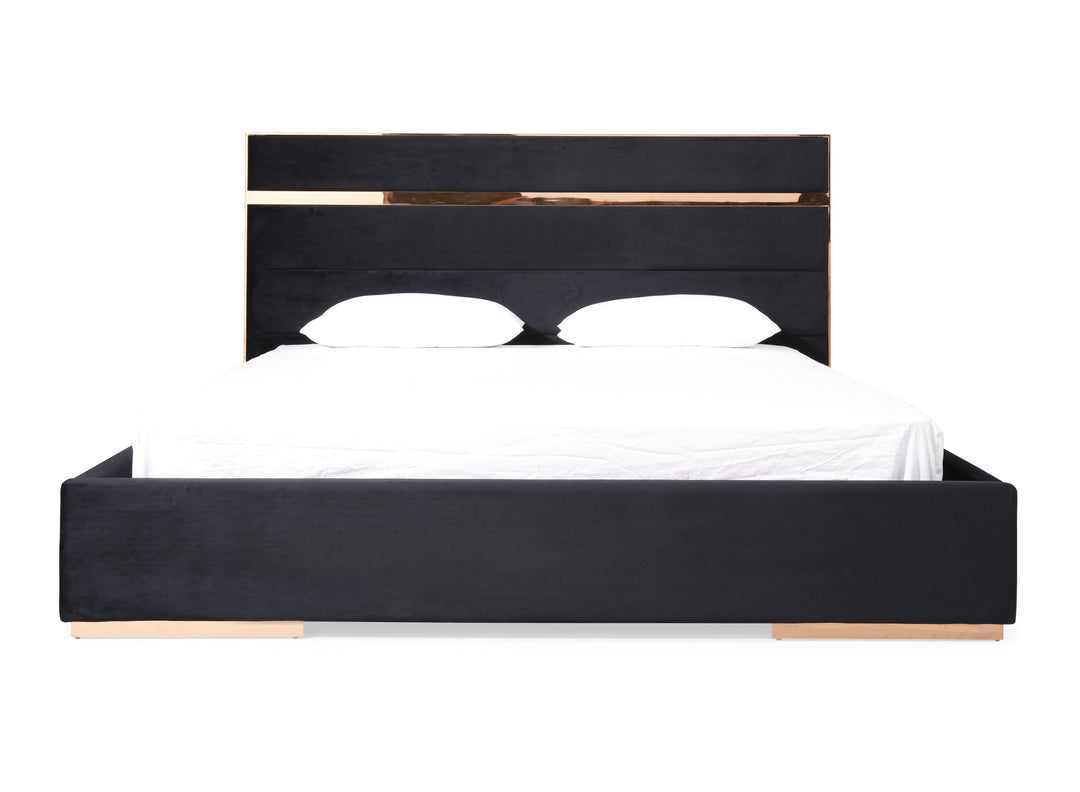 Cartier Modern Black Velvet & Rosegold Bed