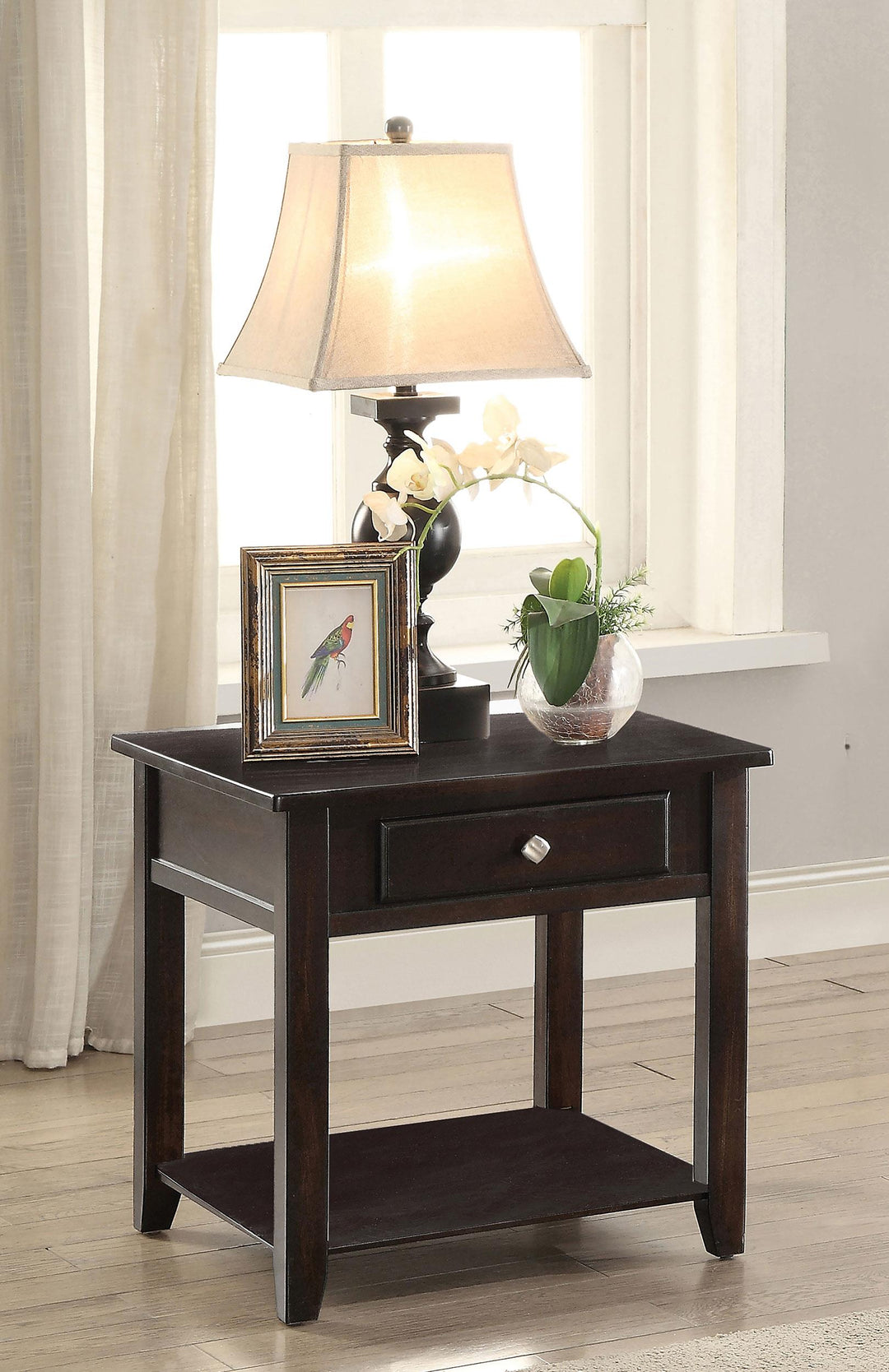 Coaster Furniture 721037 Bradford 1-drawer Square Wood End Table Walnut