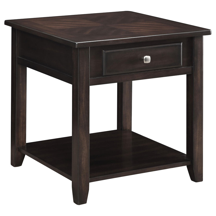 Coaster Furniture 721037 Bradford 1-drawer Square Wood End Table Walnut