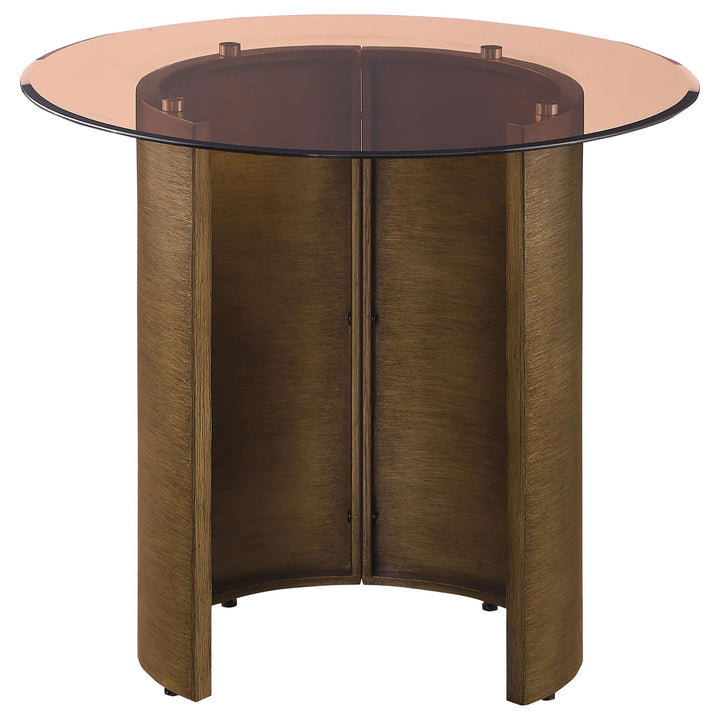 Coaster Furniture 721597 Morena Round Tawny Glass Top Side End Table Brushed Bronze