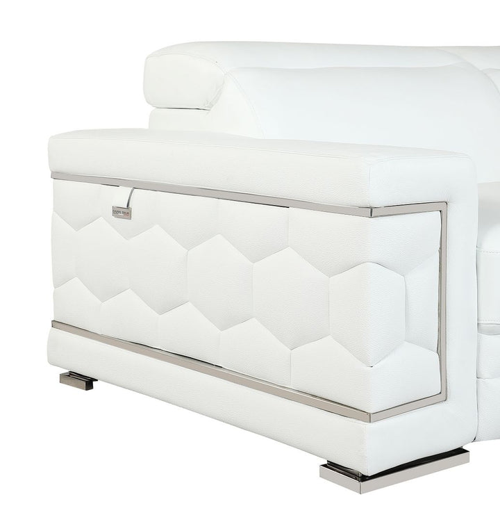 DivanItalia 692 Sofa with Adjustable Headrest in Top-Grain Italian Leather - White