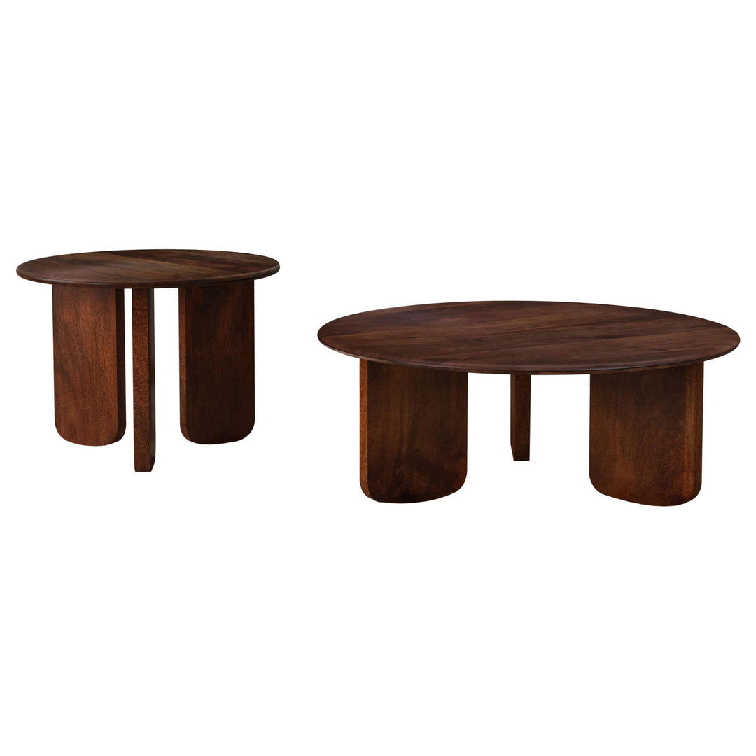 Coaster Furniture 721998-S2 Dale 2-Piece Solid Wood Coffee and End Table Set Brown