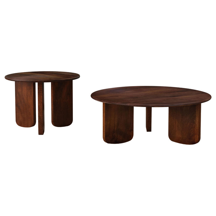 Coaster Furniture 721998-S2 Dale 2-Piece Solid Wood Coffee and End Table Set Brown
