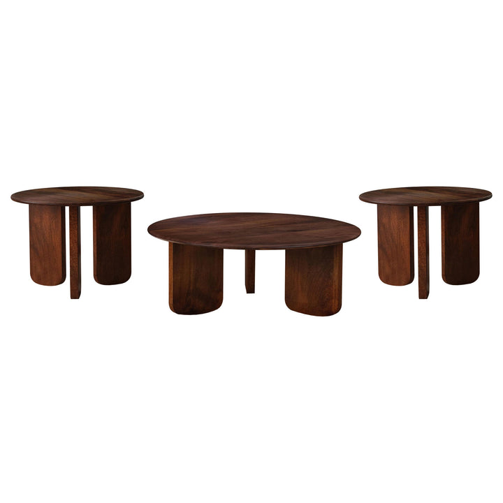 Coaster Furniture 721998-S3 Dale 3-Piece Solid Wood Coffee and End Table Set Brown