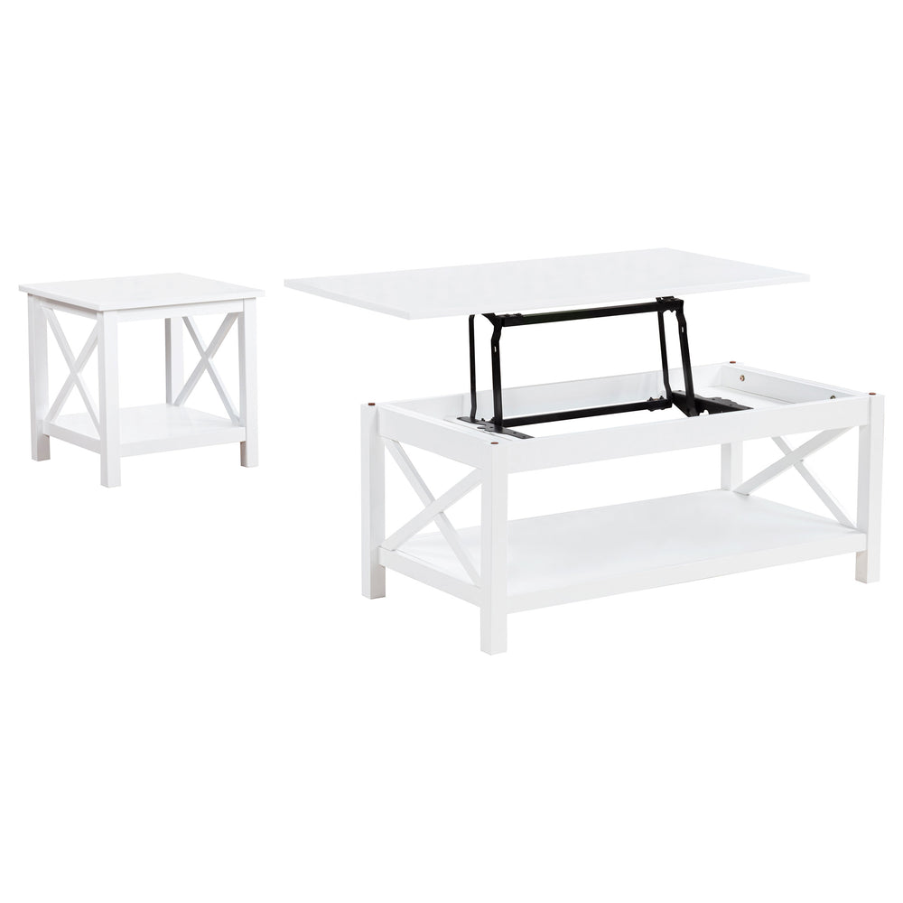 Skyview - 2 Piece Rectangular Lift Top Coffee Table Set - White