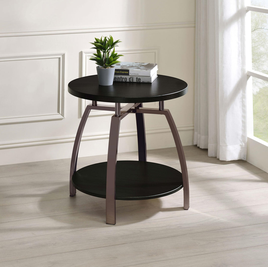 Coaster Furniture 722207 Dacre Round Engineered Wood Top Side End Table Dark Charcoal