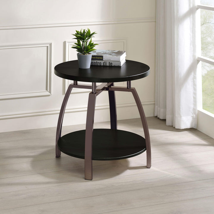 Coaster Furniture 722207 Dacre Round Engineered Wood Top Side End Table Dark Charcoal