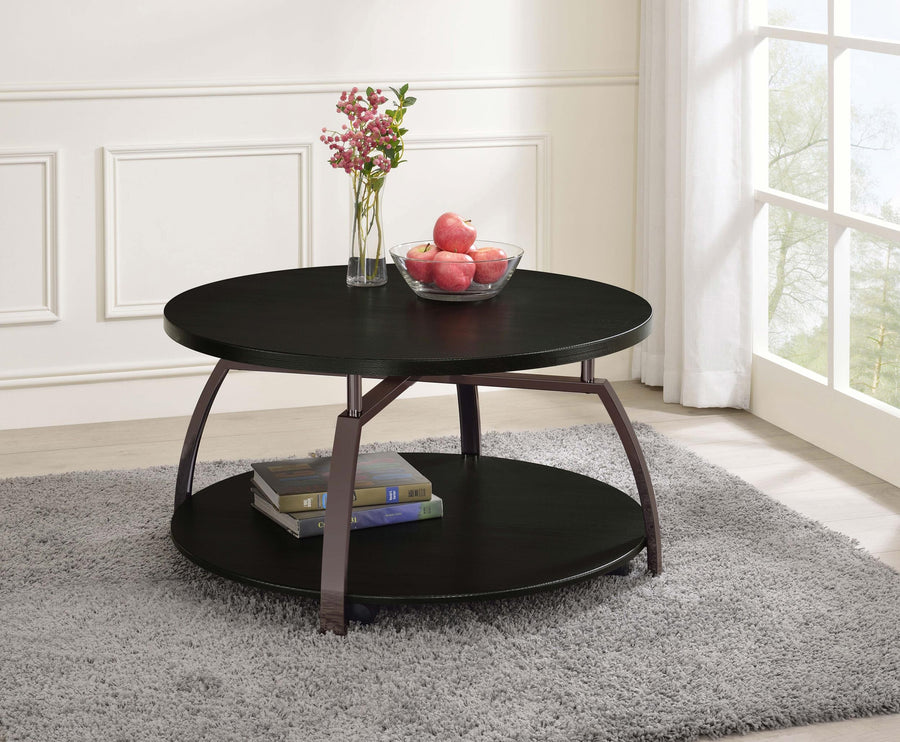 Coaster Furniture 722208 Dacre Round Engineered Wood Top Coffee Table Dark Charcoal