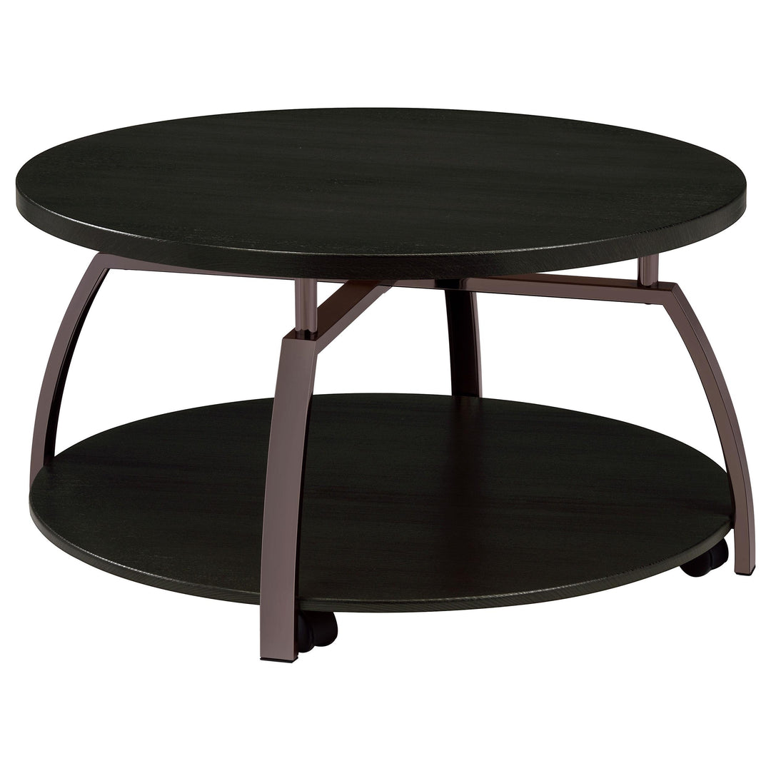 Coaster Furniture 722208 Dacre Round Engineered Wood Top Coffee Table Dark Charcoal
