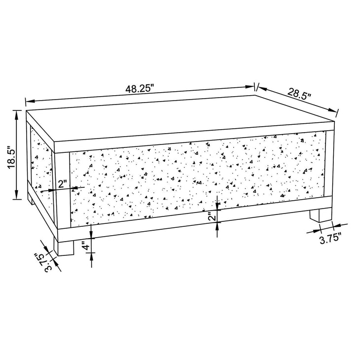 Coaster Furniture 722498 Gillian Rectangular Mirrored Acrylic Coffee Table Silver