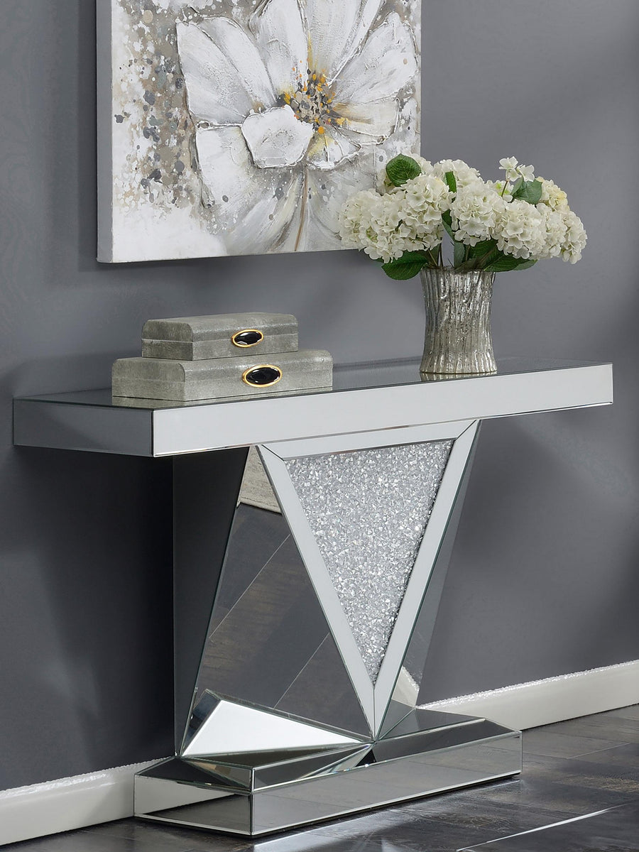 Coaster Furniture 722509 Amore Mirrored Acrylic Entryway Sofa Console Table Silver