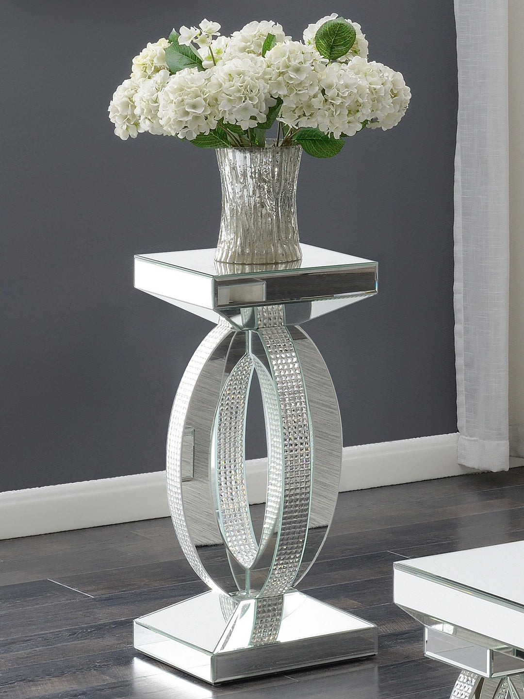 Coaster Furniture 722517 Amalia Square Mirrored Acrylic Crystal Side End Table Silver