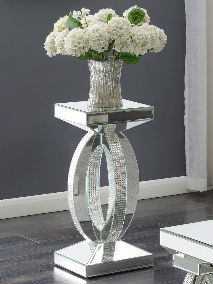 Coaster Furniture 722517 Amalia Square Mirrored Acrylic Crystal Side End Table Silver