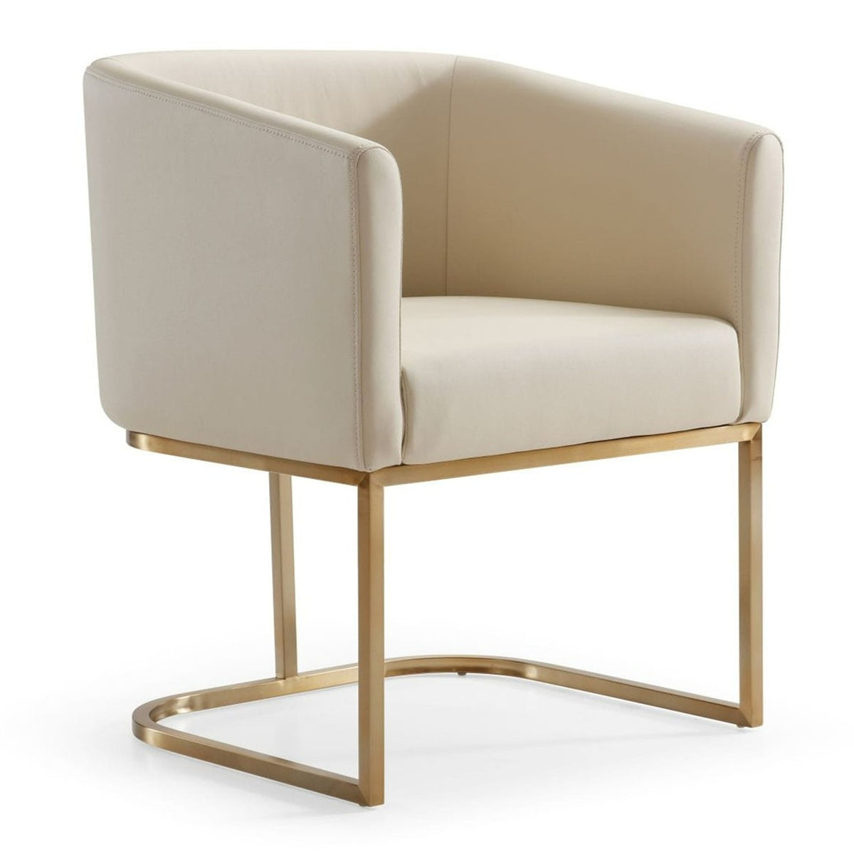 Yukon - Modern Beige Bonded and Antique Brass Dining Chair