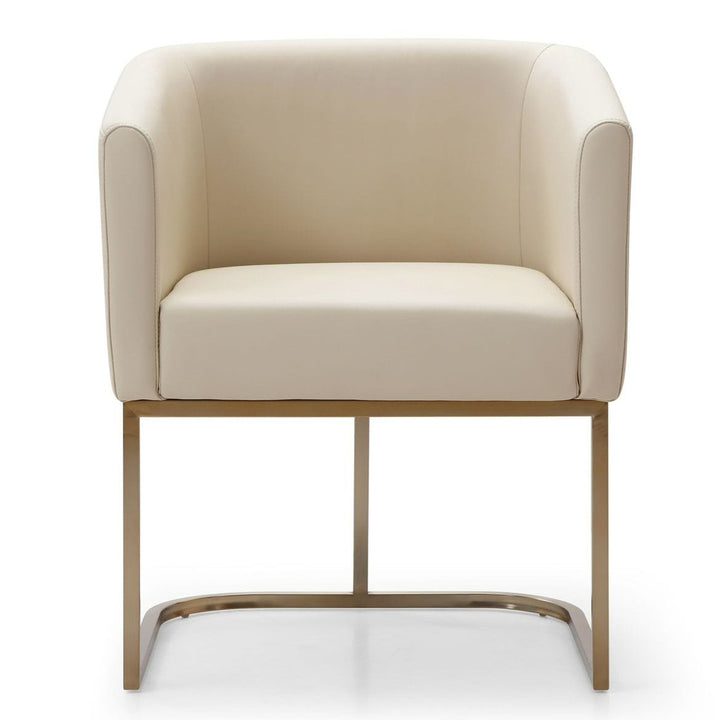 Yukon - Modern Beige Bonded and Antique Brass Dining Chair