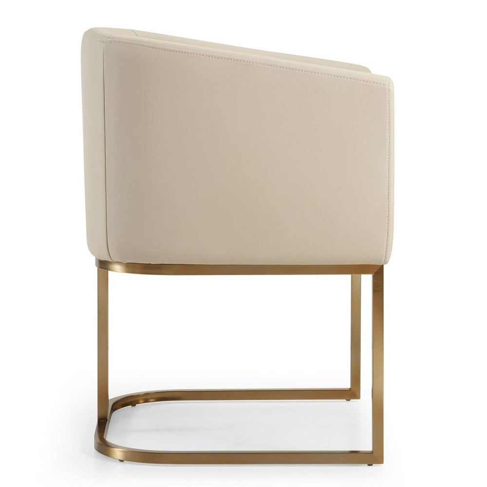 Yukon - Modern Beige Bonded and Antique Brass Dining Chair