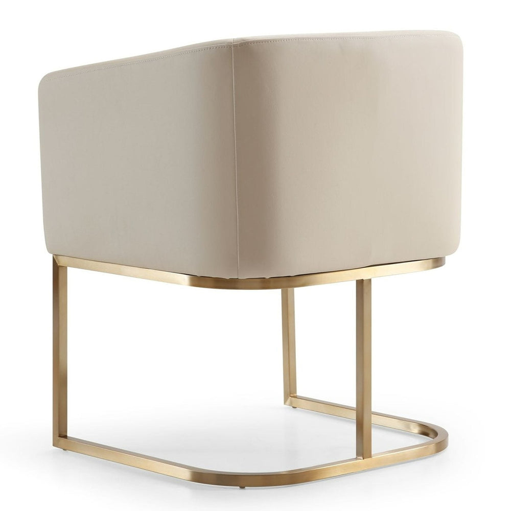 Yukon - Modern Beige Bonded and Antique Brass Dining Chair