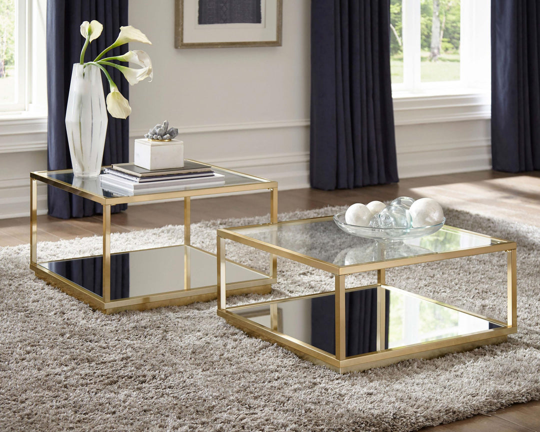 Coaster Furniture 722660 Renee 2-piece Square Coffee Table Set Rose Brass