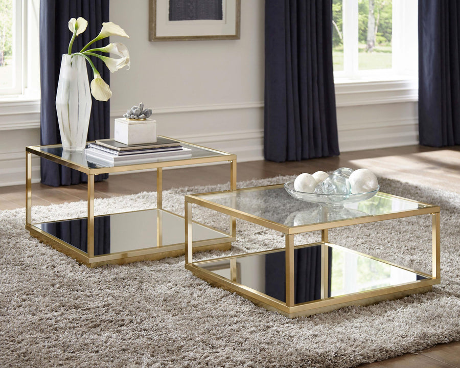 Coaster Furniture 722660 Renee 2-piece Square Coffee Table Set Rose Brass