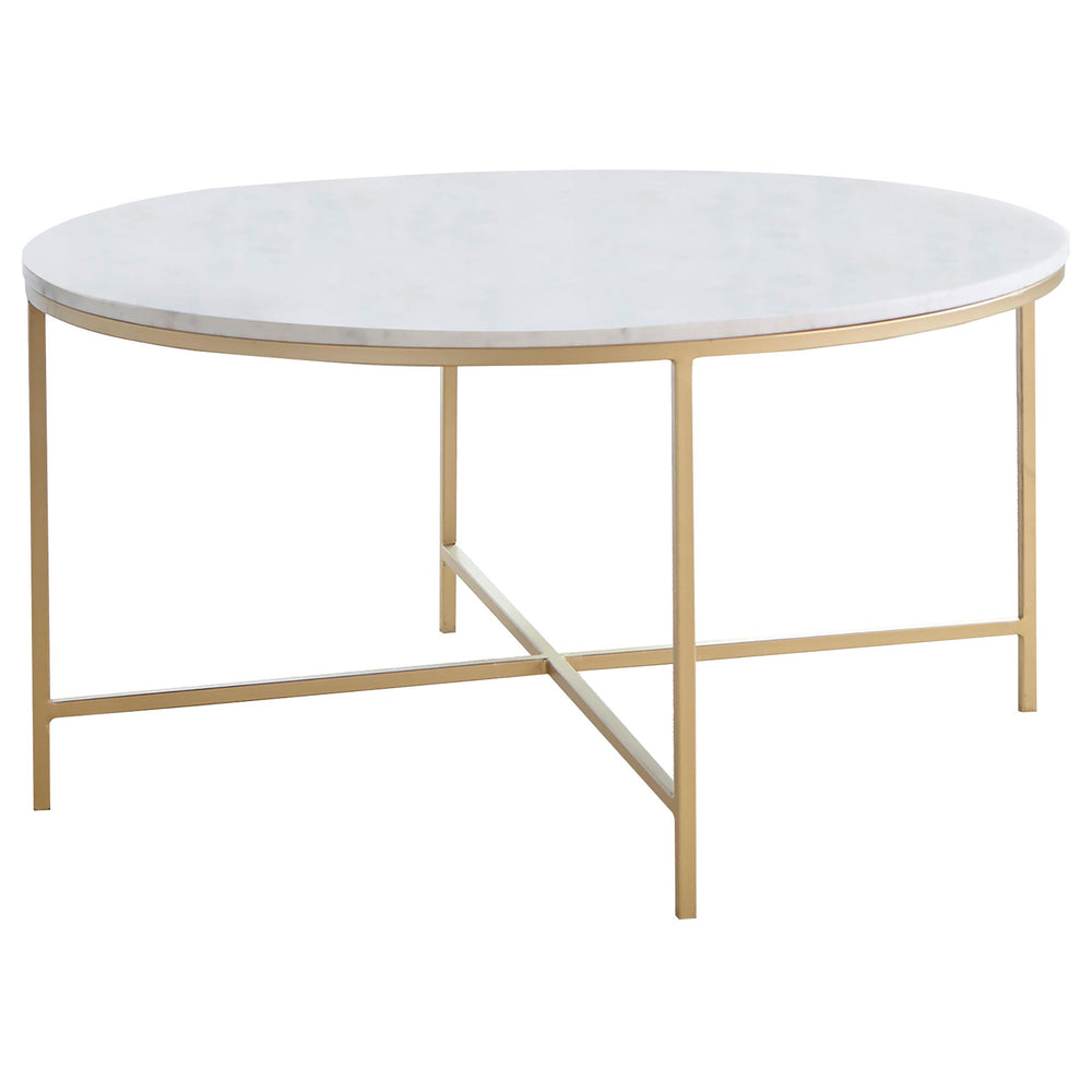 Coaster Furniture 723208 Ellison Round Marble Top Coffee Table White and Gold