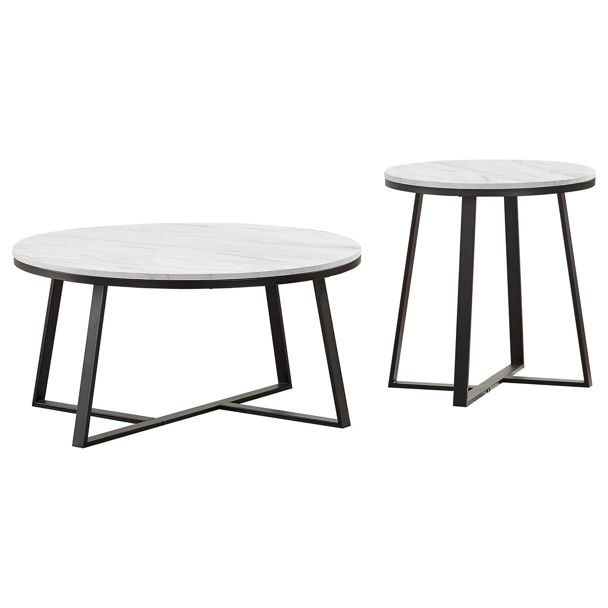 Hugo - 2 Piece Faux Marble Coffee And End Table Set - White