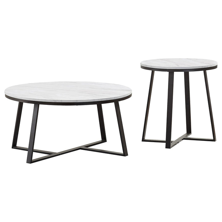 Hugo - 2 Piece Faux Marble Coffee And End Table Set - White