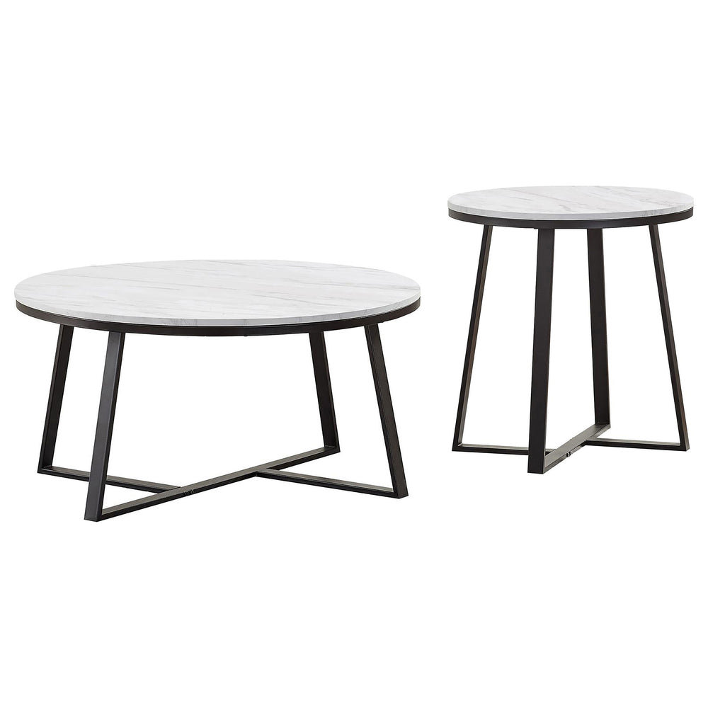 Hugo - 2 Piece Faux Marble Coffee And End Table Set - White