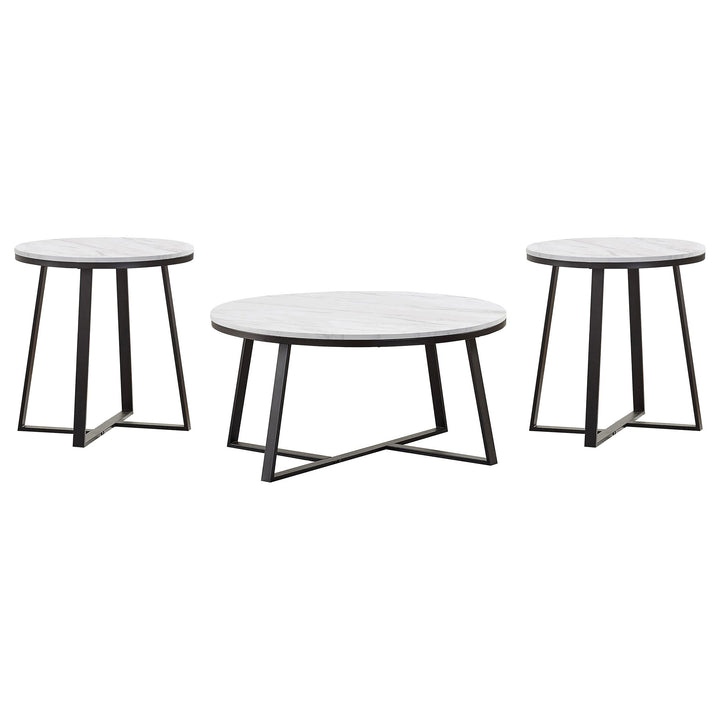Hugo - 3 Piece Faux Marble Coffee And End Table Set - White