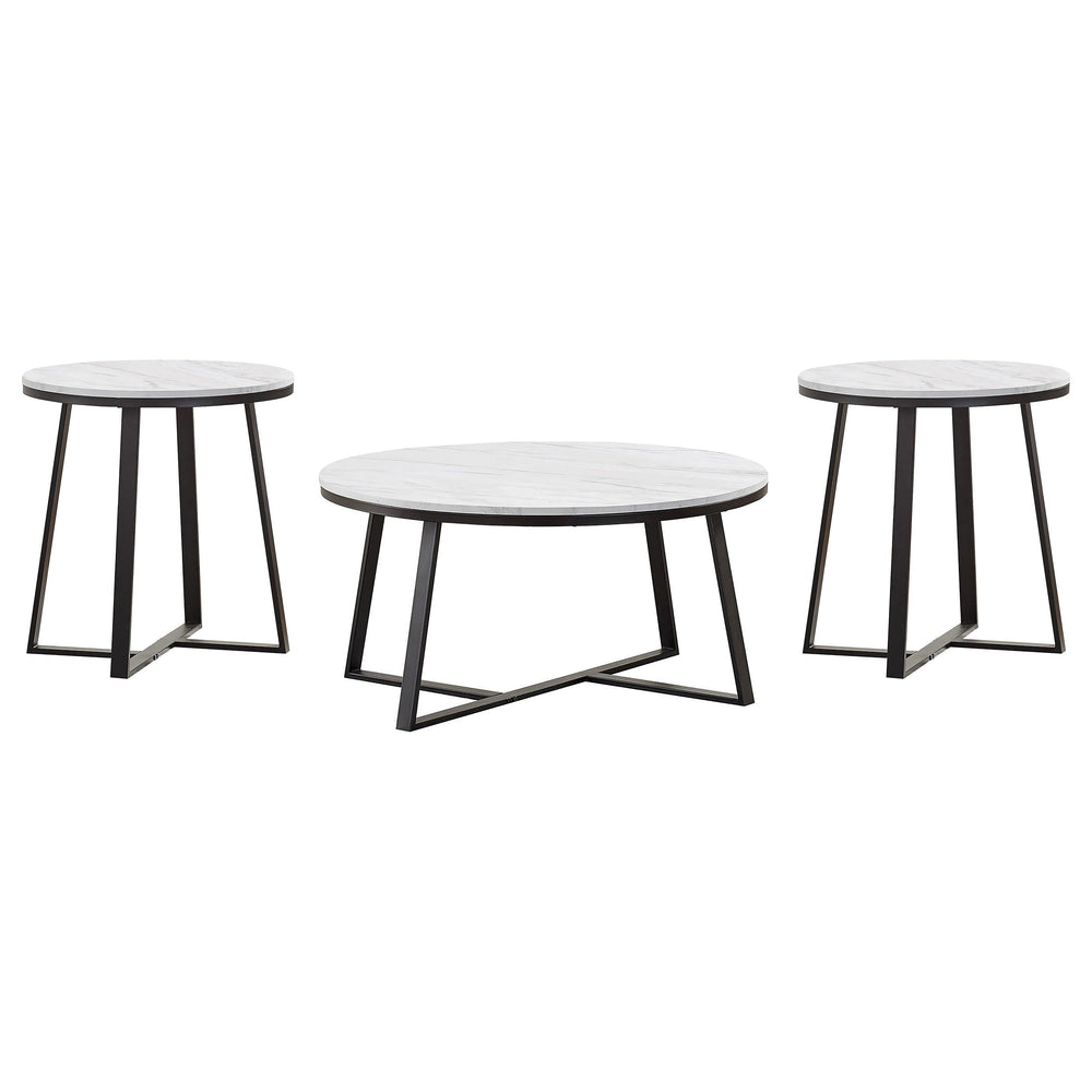 Hugo - 3 Piece Faux Marble Coffee And End Table Set - White