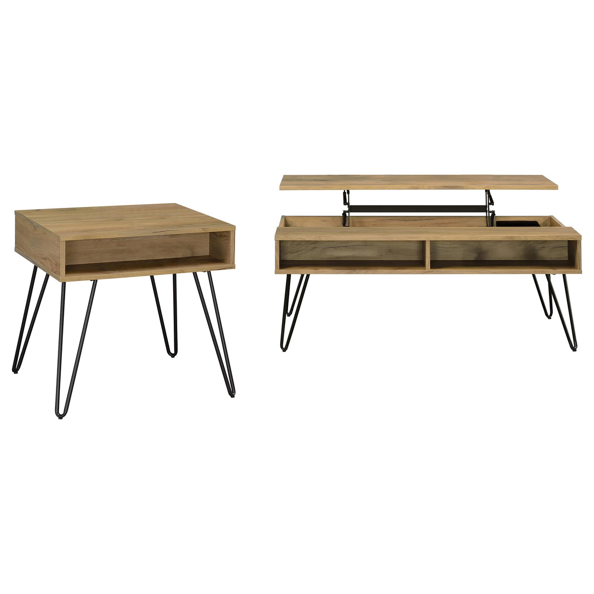 Fanning - 2 Piece Lift Top Coffee And End Table Set - Golden Oak