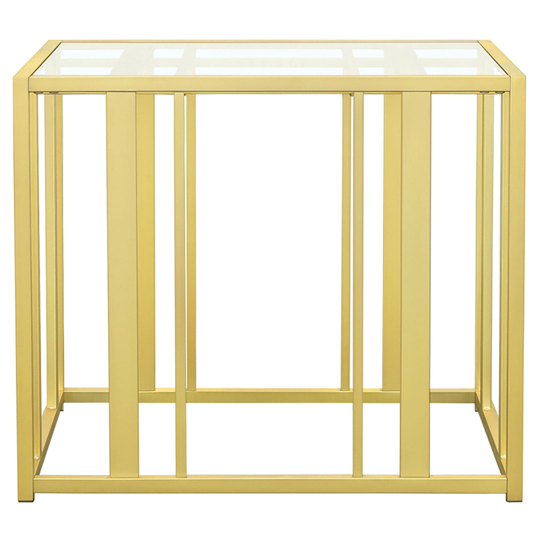 Coaster Furniture 723607 Adri Rectangular Glass Top Side End Table Matte Brass