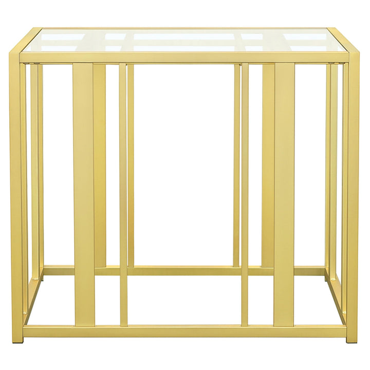 Coaster Furniture 723607 Adri Rectangular Glass Top Side End Table Matte Brass