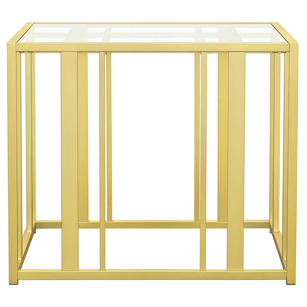 Coaster Furniture 723607 Adri Rectangular Glass Top Side End Table Matte Brass