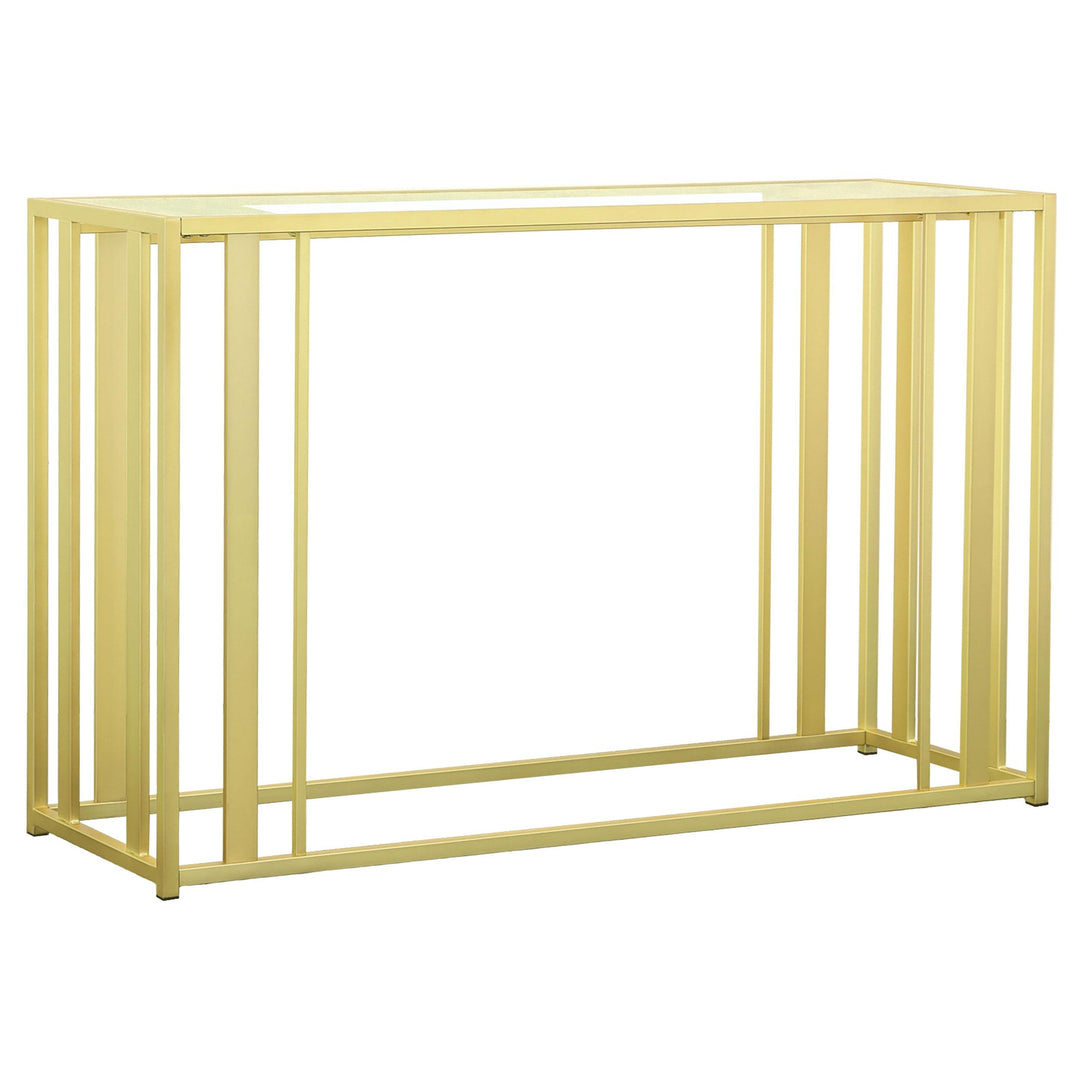 Coaster Furniture 723609 Adri Glass Top Entryway Sofa Console Table Matte Brass