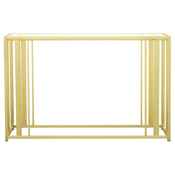 Coaster Furniture 723609 Adri Glass Top Entryway Sofa Console Table Matte Brass