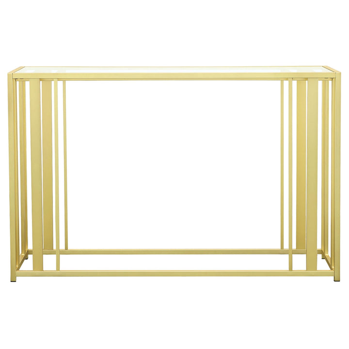 Coaster Furniture 723609 Adri Glass Top Entryway Sofa Console Table Matte Brass