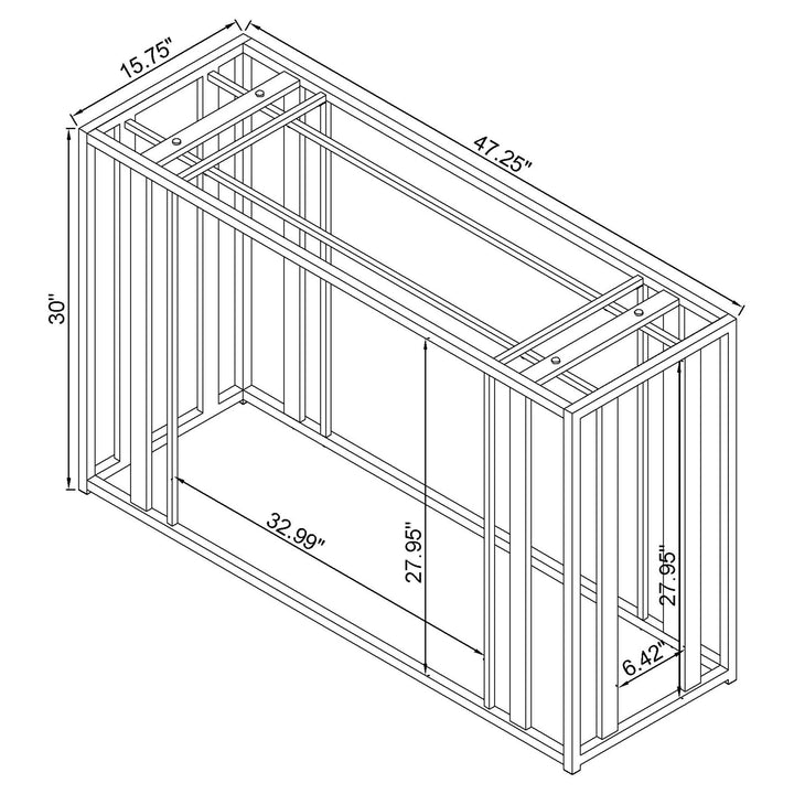 Coaster Furniture 723609 Adri Glass Top Entryway Sofa Console Table Matte Brass