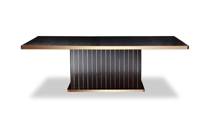 Talin Modern Black Crocodile & Rosegold Dining Table