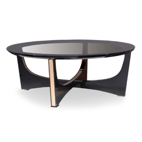 Talin Modern Black Crocodile &amp; Rosegold Coffee Table
