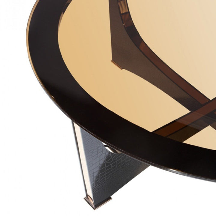 Talin Modern Black Crocodile &amp; Rosegold Coffee Table