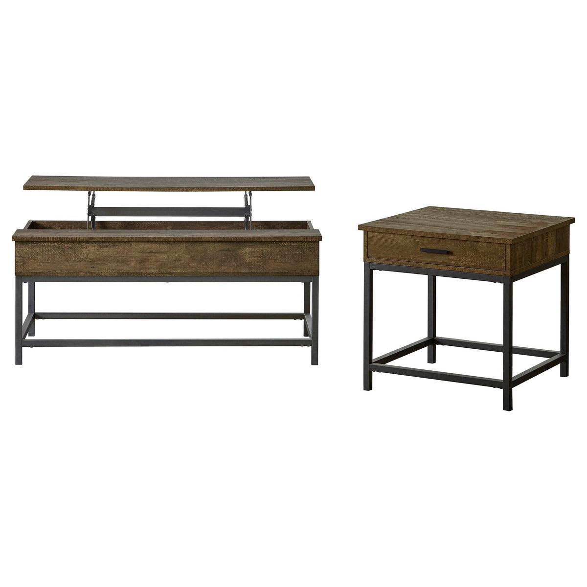 Byers - 2 Piece Lift Top Coffee And End Table Set - Brown Oak