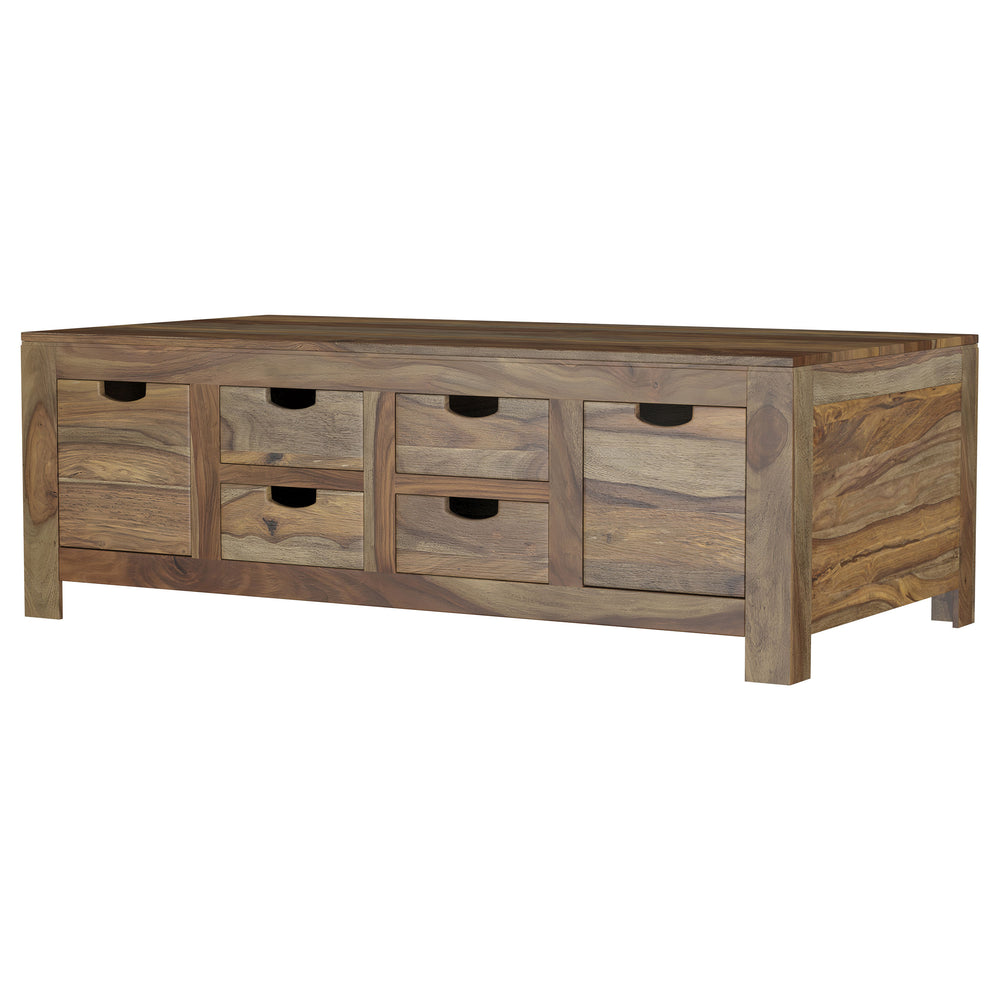 Esther - 6-Drawer Solid Wood Coffee Table - Natural