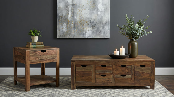 Esther - 6-Drawer Solid Wood Coffee Table - Natural