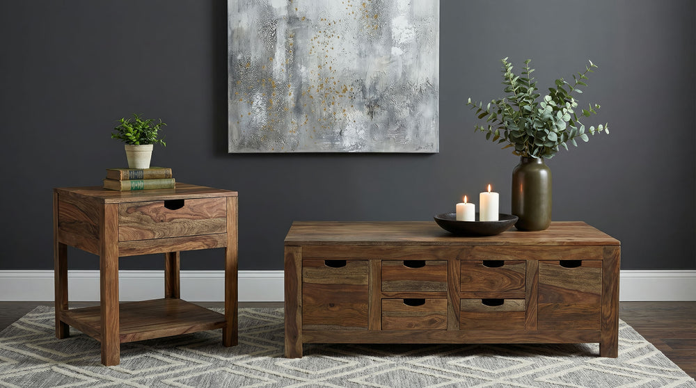 Esther - 6-Drawer Solid Wood Coffee Table - Natural