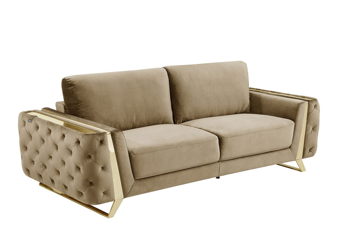 DivanItalia 1051 Sofa in Velvet Fabric - Cream