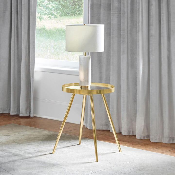 Coaster Furniture 723917 Kaelyn Round Mirror Top End Side Table Gold