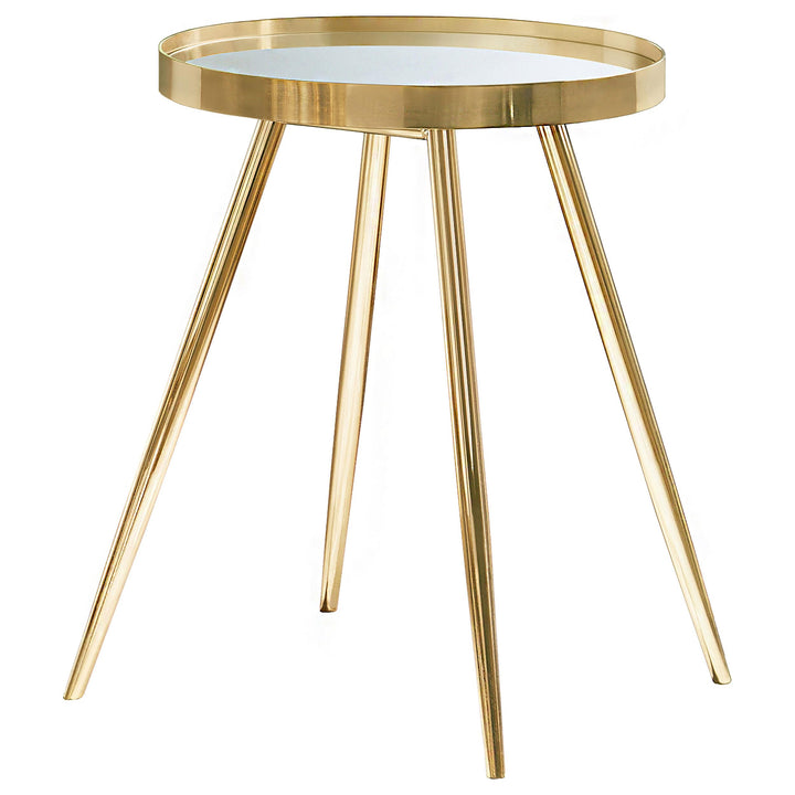 Coaster Furniture 723917 Kaelyn Round Mirror Top End Side Table Gold