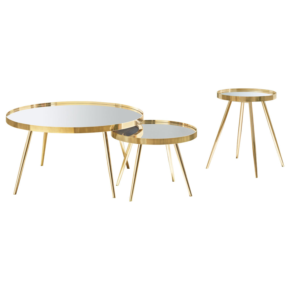 Kaelyn - 3 Piece Round Coffee And End Table Set - Gold