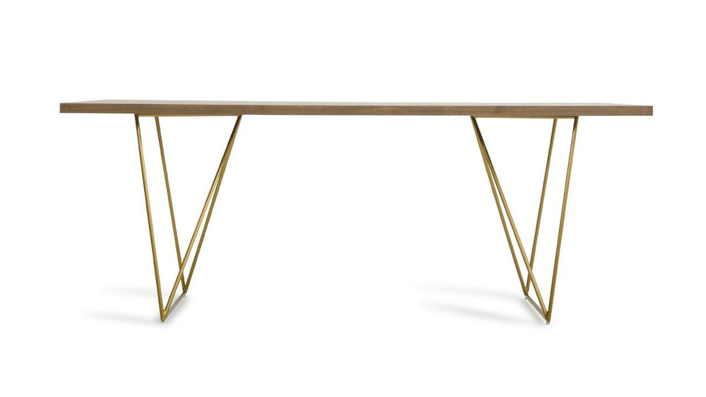 Marcia Mid-Century Tobacco & Antique Brass Dining Table